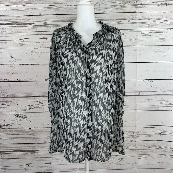 Worthington semi-sheer button down blouse - Picture 2 of 8